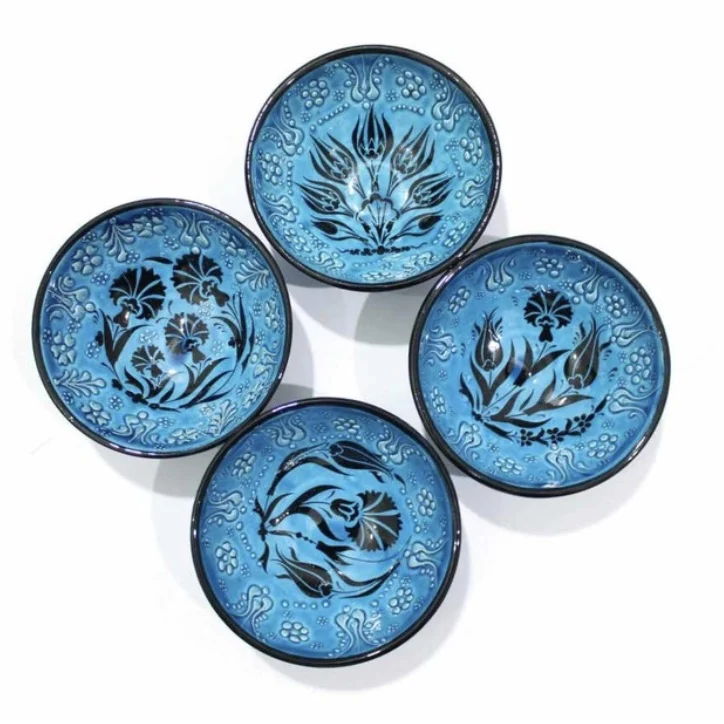 4 PCS Anatolian Turkish Ottoman Japanese Decorative Ceramic Bowls Turkish Small Finger Serving Bowls Turkish Made in Turkey