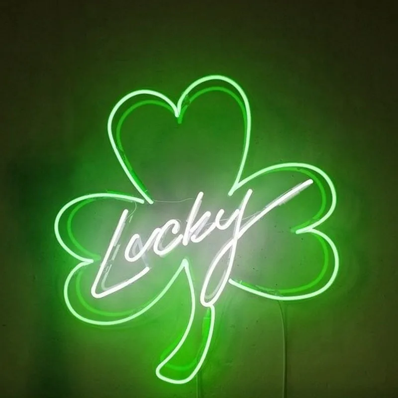 

Neon Signs LUCKY Leaves Shop Advertise Neon Light Good Lucky Lager Glass Neon Light Sign for Store Room Hotel Pub Cafe Indoor