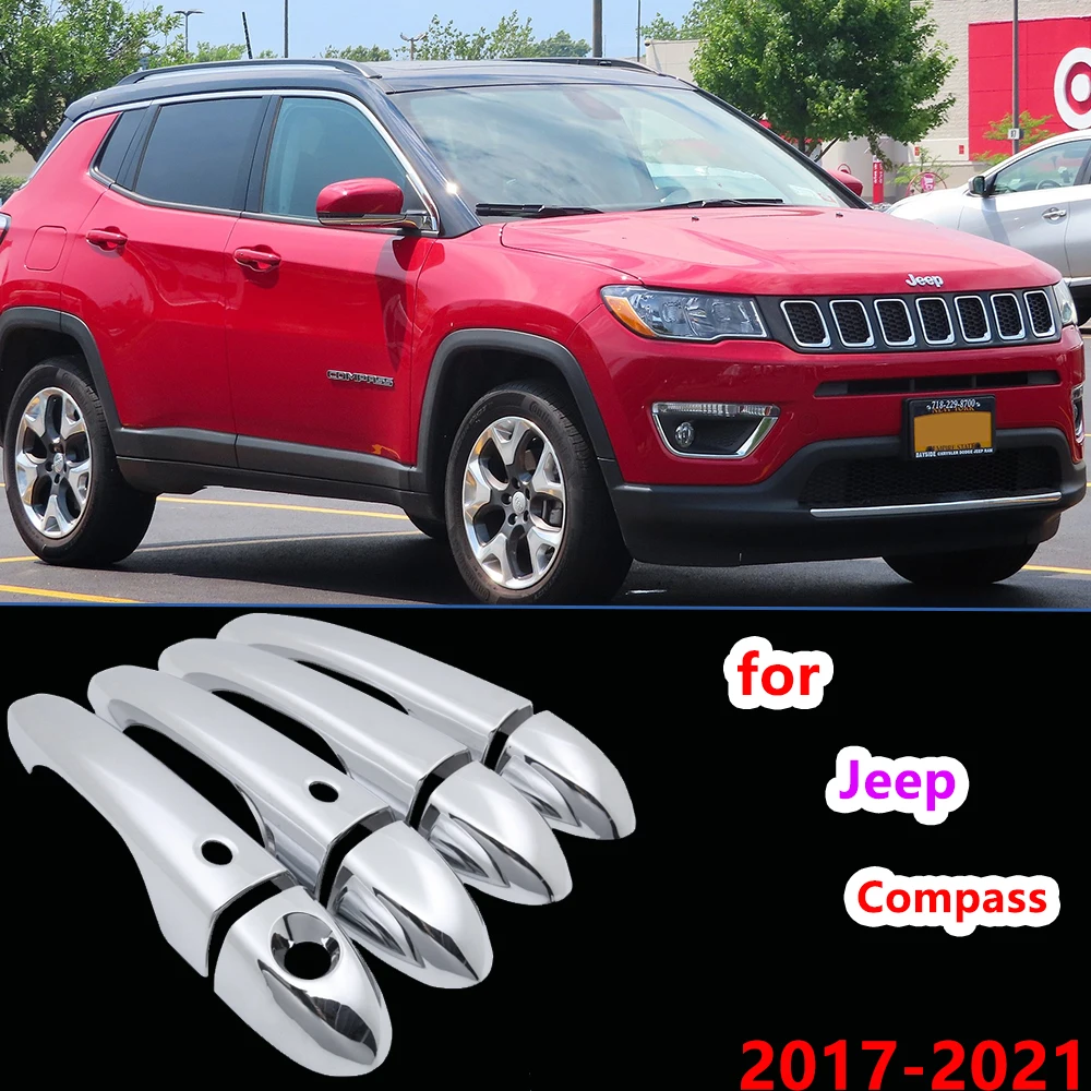 

Роскошная хромированная накладка на дверную ручку для JEEP Compass MP 552 2017 ~ 2021, комплект накладок на 4 двери, не ржавеет, автомобильные аксессуары, наклейки