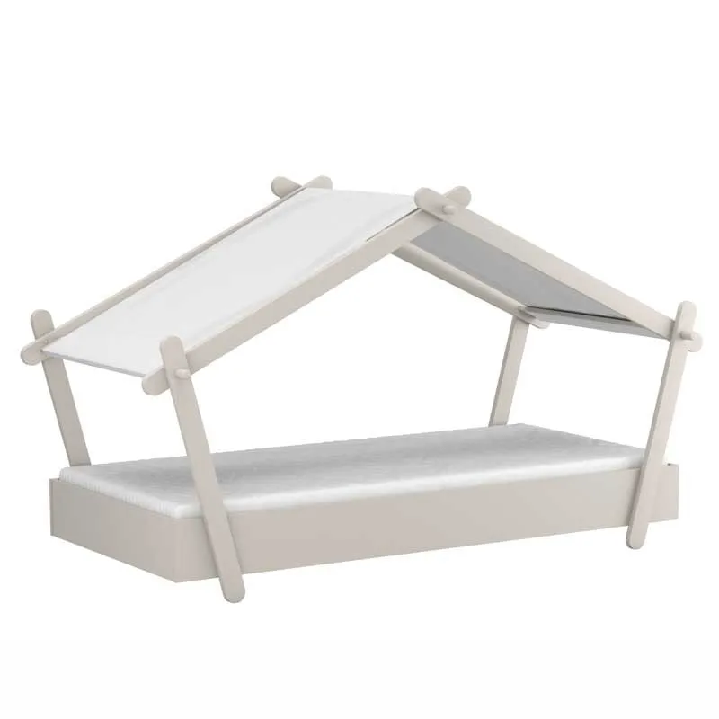 Single bed-type cabin format-ideal for the room of the little ones light gray, 102,2x223,2x129,7 cm