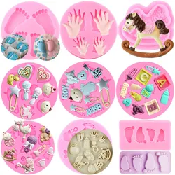 DIY Baby Shower Party Silicone Mold Baby Birthday Cupcake Topper Fondant Cake Decorating Tools Gummy Candy Clay Chocolate Mould