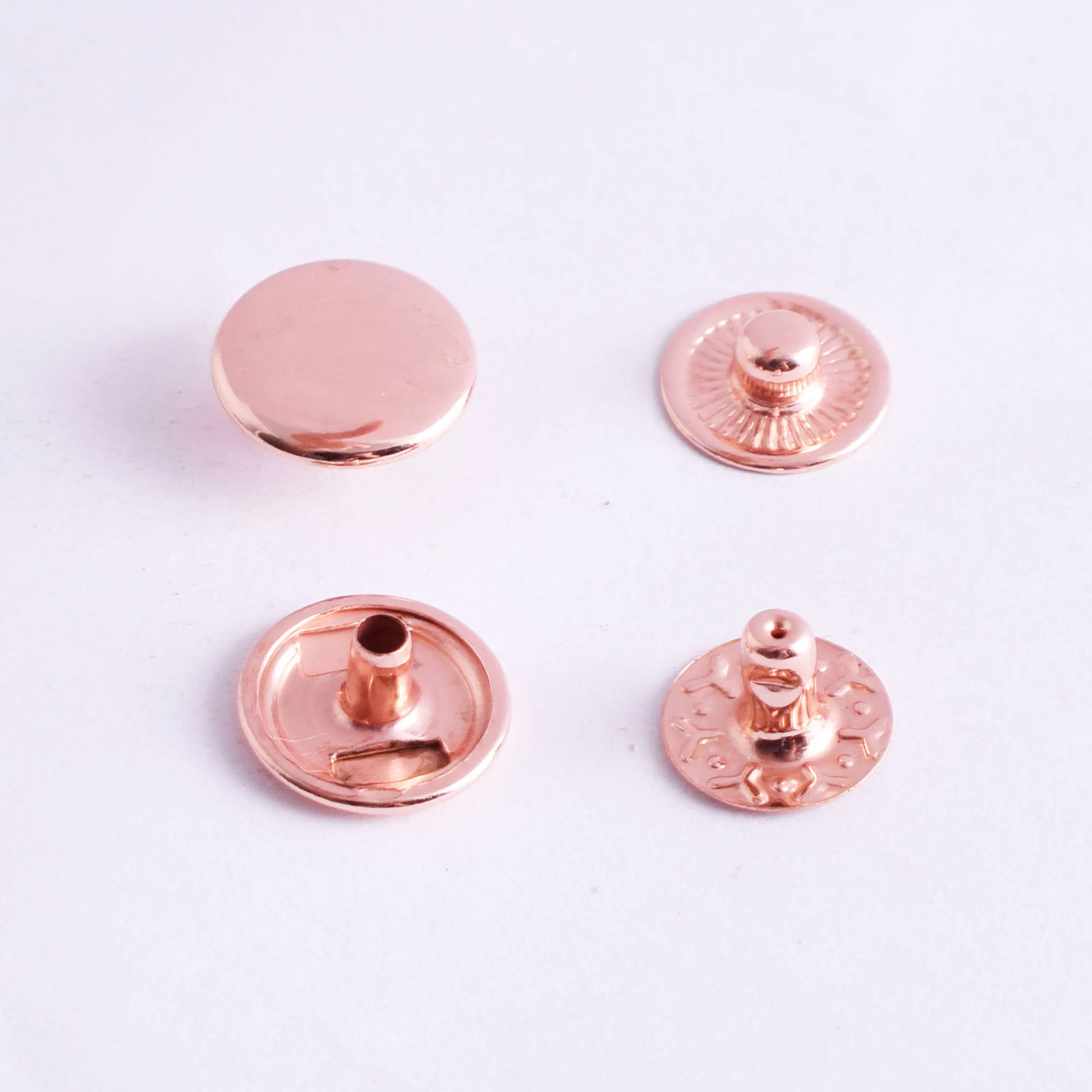 12mm Rose Gold Snap Button Snap Fasteners Press Studs Snap Rivet Buttons Poppers Snap Fasteners for Clothing Leather20/50sets