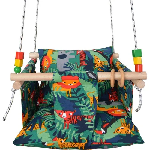 Nuova generazione Unisex Baby Swing soffitto appeso in legno fatto a mano bambino bambino amaca tipo di casa tessuto di lino altalena a forma di animale