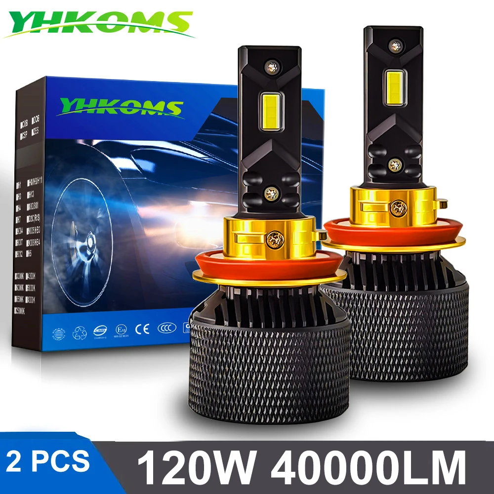 YHKOMS Super Bright 40000LM Car Headlights H7 LED H4 LED H1 H8 H11 HB3 9005 HB4 9006 LED Auto Lights Bulb 120W Lamp 6000K 12V