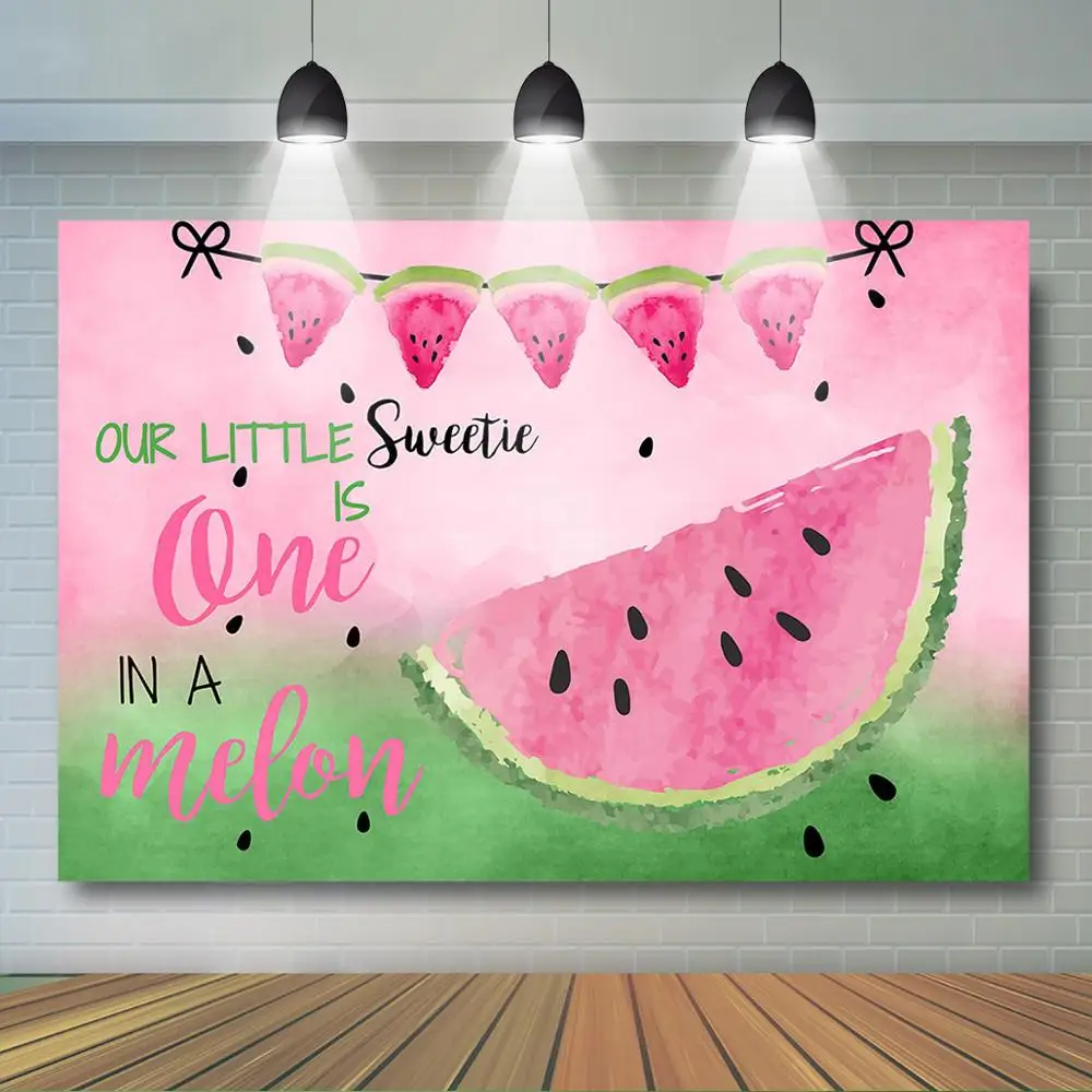 

Watermelon Birthday Backdrop One in a Melon Pink Watermelon Background Girl's 1st Birthday Party Decor Supplies