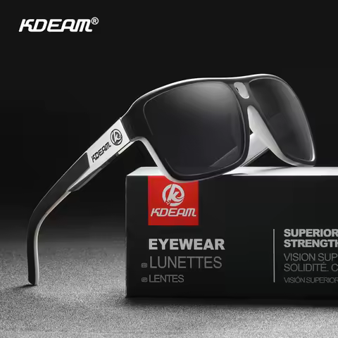 KDEAM Glare Blocking Sunglasses Men Square Polarized Sun Glasses Male Includes Original Brand Box And Zipper Case