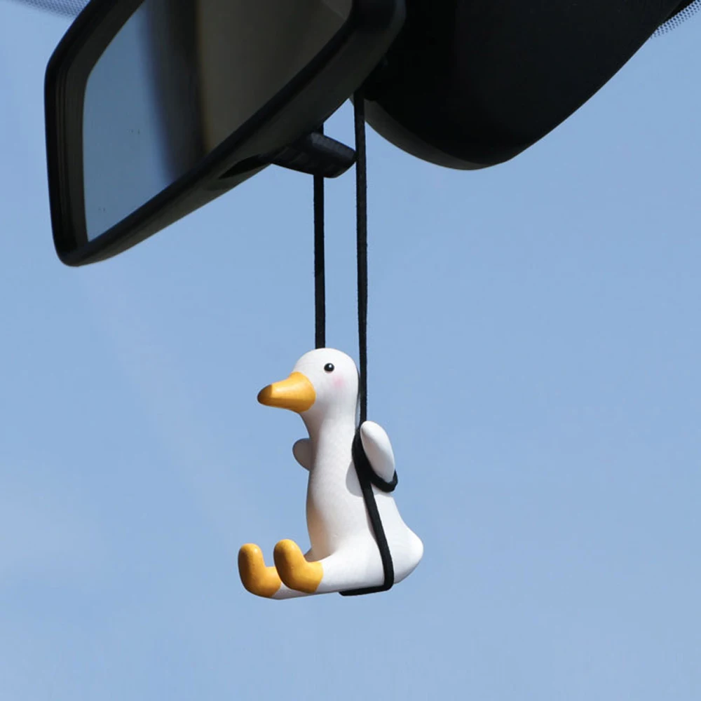 Car Pendant Cute Swing Duck Auto Rearview Mirror Ornaments Car Fragrance Gypsum Interior Decoration  Birthday Gift Car Decor