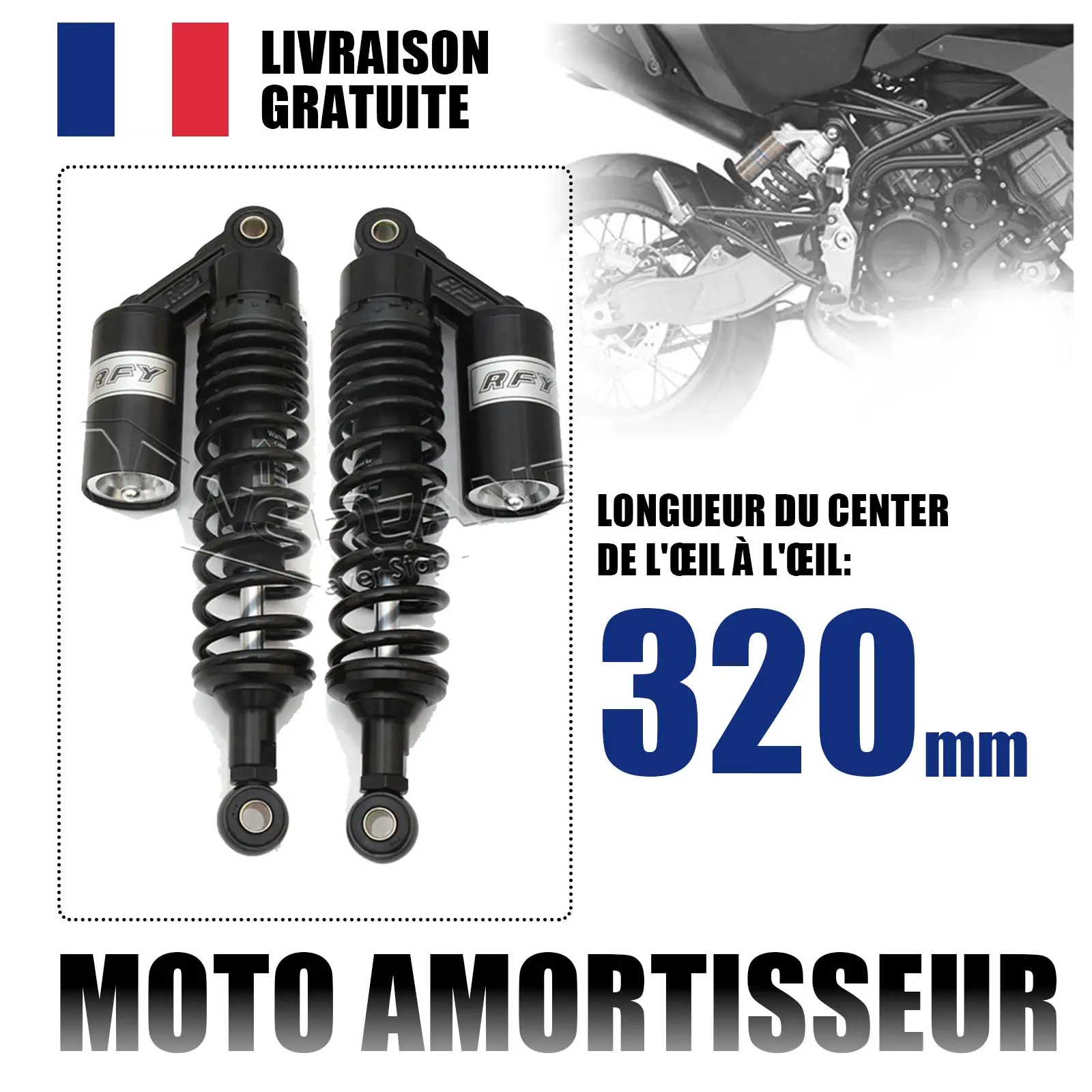 320mm nero moto ammortizzatore protezione dell'aria caduta motore Dirt Bike Scooter Quad ATV VVT ammortizzatori sospensione