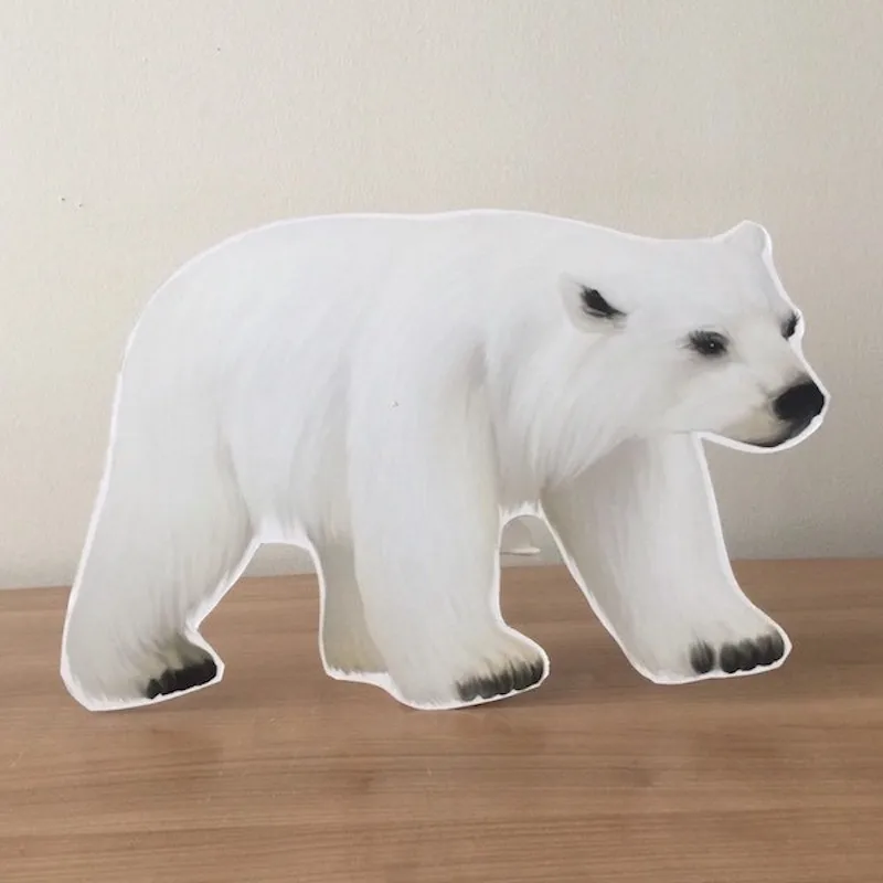 Polar Bear Foam-board Cutout Standee with Cardboard Stand, Kids Birthday Decoration, Winter Woodland Concept Party Supplies