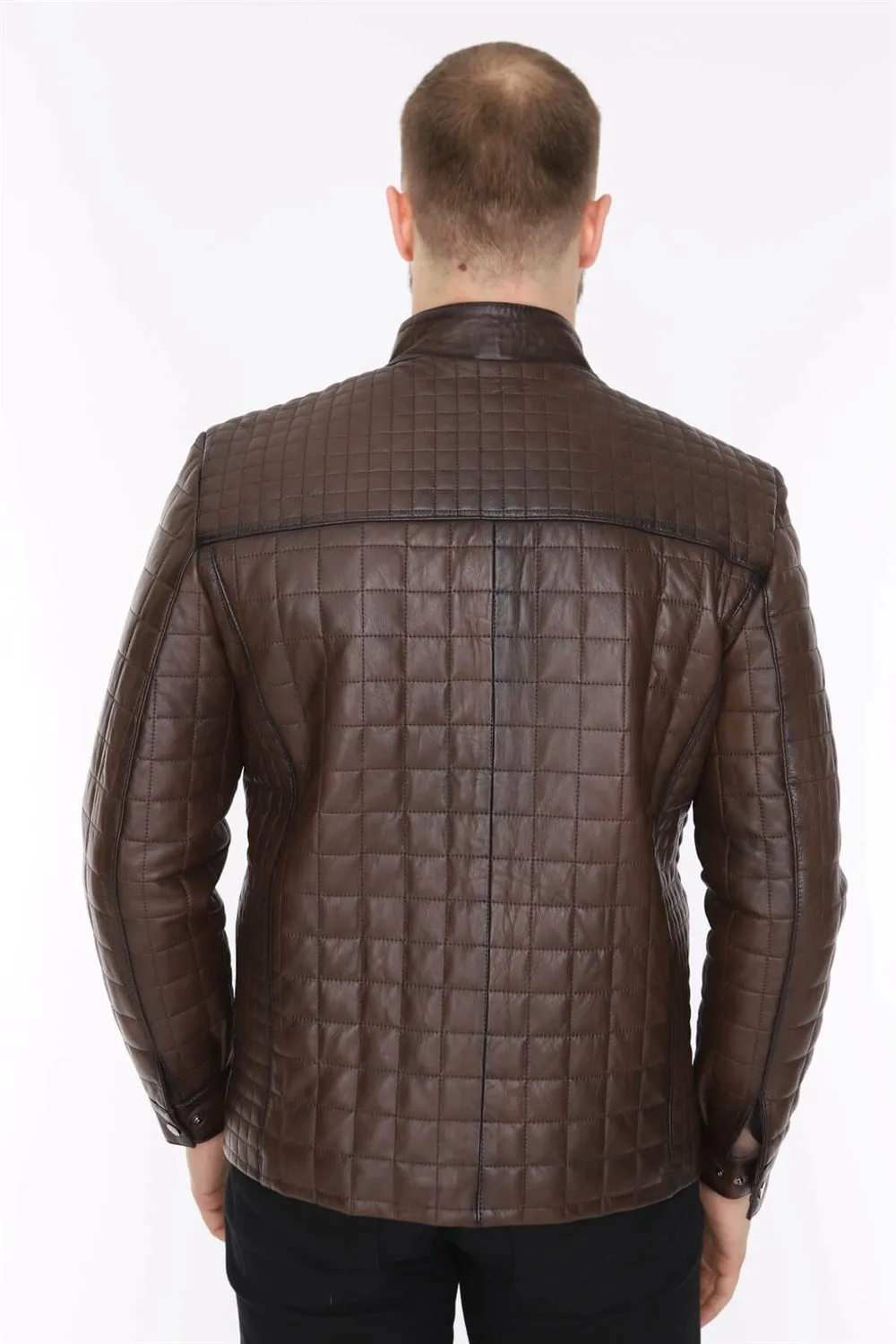 Skórzana kurtka męska sport model oryginalny lambskin brązowy kolor softy 2022 trend wygląd wykonane w turcji e-150185