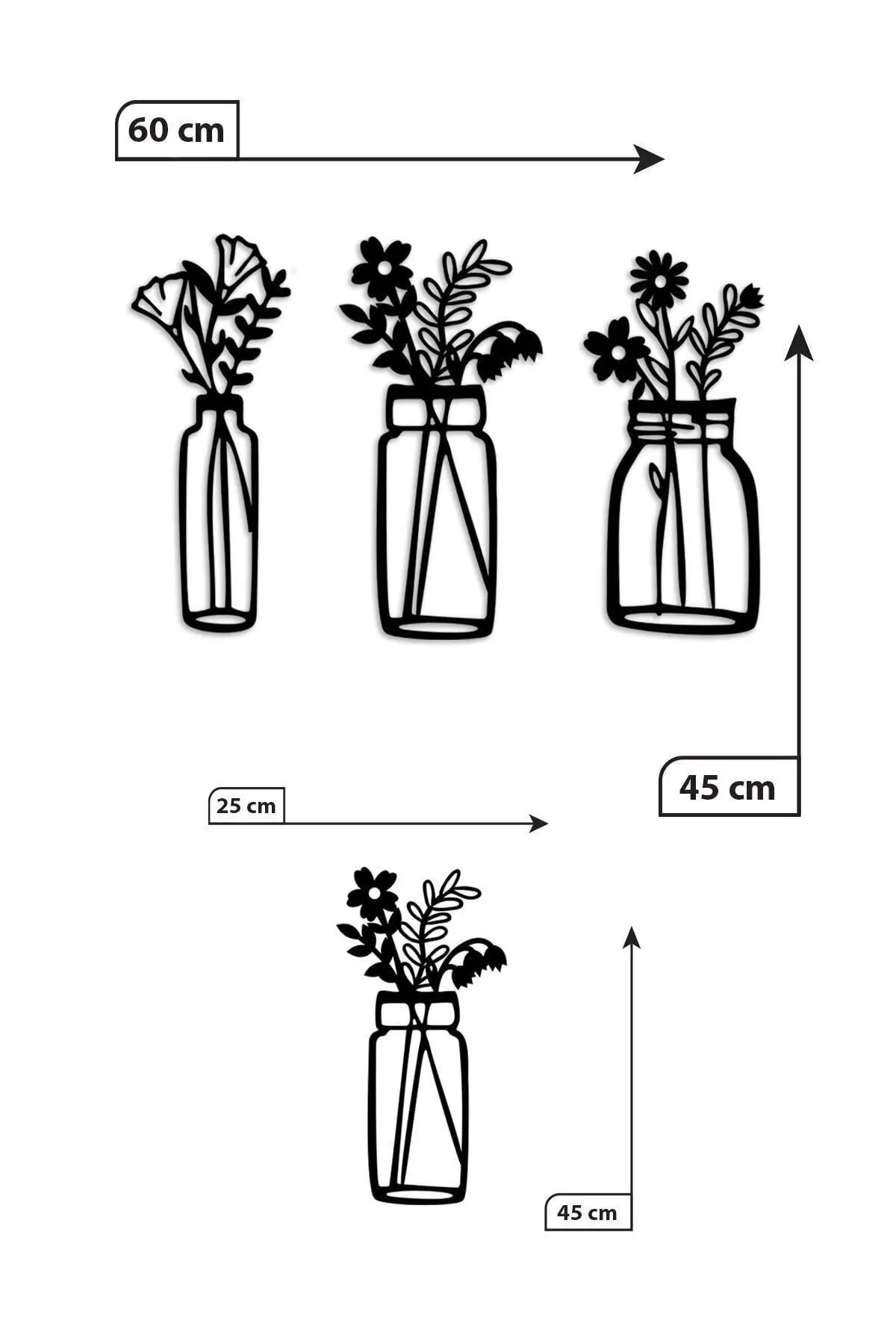 Nt artesanal 3 peça vaso de corte a laser decoração da parede de madeira decorativa