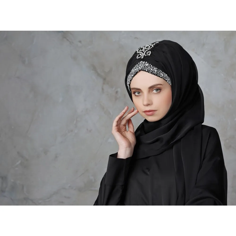 Differenza Hijab Muslim Kepala Turban untuk Wanita Syal Fashion Syal Foulard Tangan Bordir Praktis Selendang Turban Mujer Arab