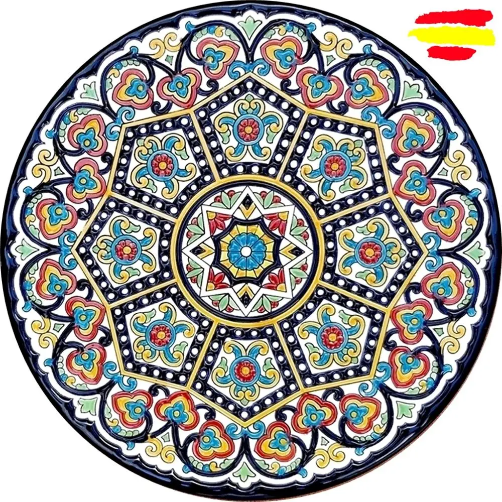 Ceramics plate - 36 cm/14,2 inch diameter - Spanish CERAMIC - enameled up handmade - Made in spain - MIJASCERAMIC -