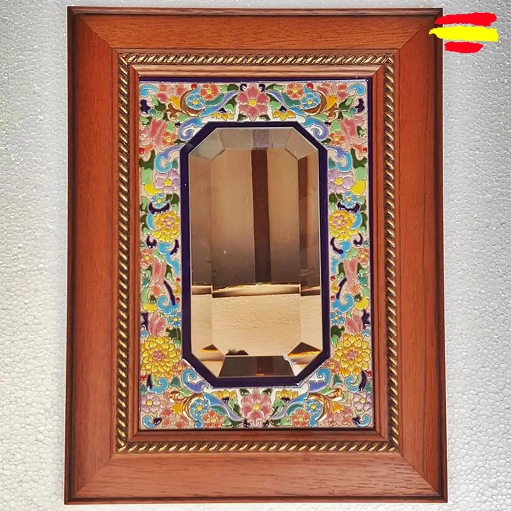 Mirror Ceramic Framed wooden 40x30cm/15.7x11.8in - Ceramics glazed up handmade - Made in Spain - MIJASCERAMIC - ARTECER -