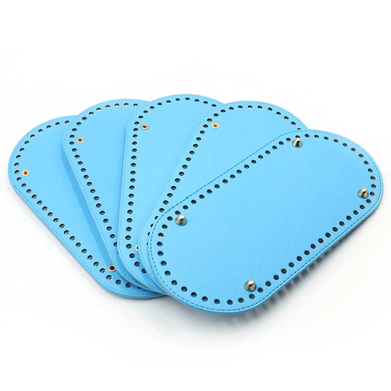 

25x12cm PU Leather Blue Bag Bottoms DIY Handmade Oval Long Bottom Bag Accessories For Women Knitting Bags Handbag Crossbody 2020