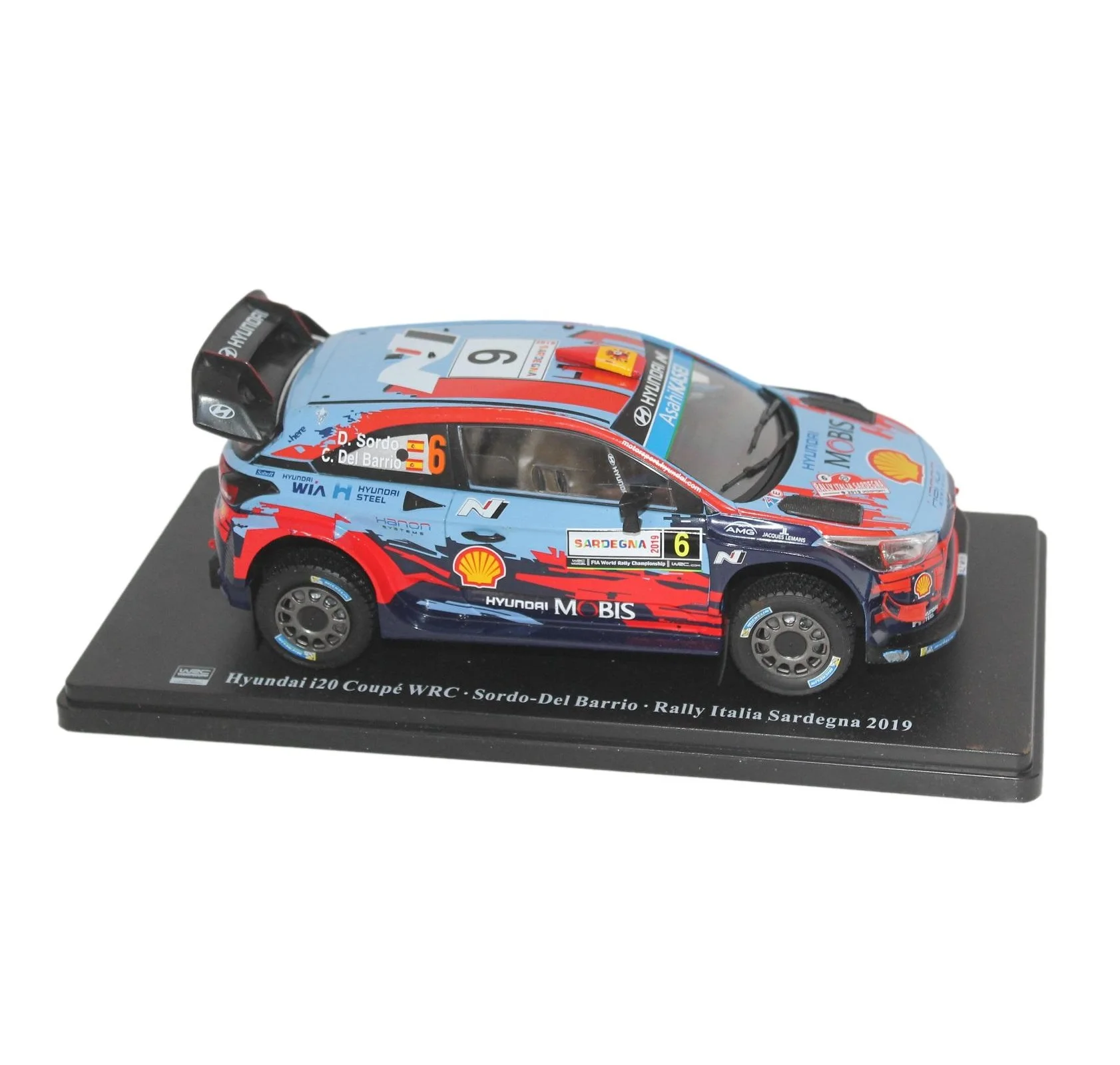 Salvat, HYUNDAI I20 WRC, Dani Sordo #6, Sardinia Rally 2019, 1:24 Scale, Rallye car, Diecast, Realistic Details