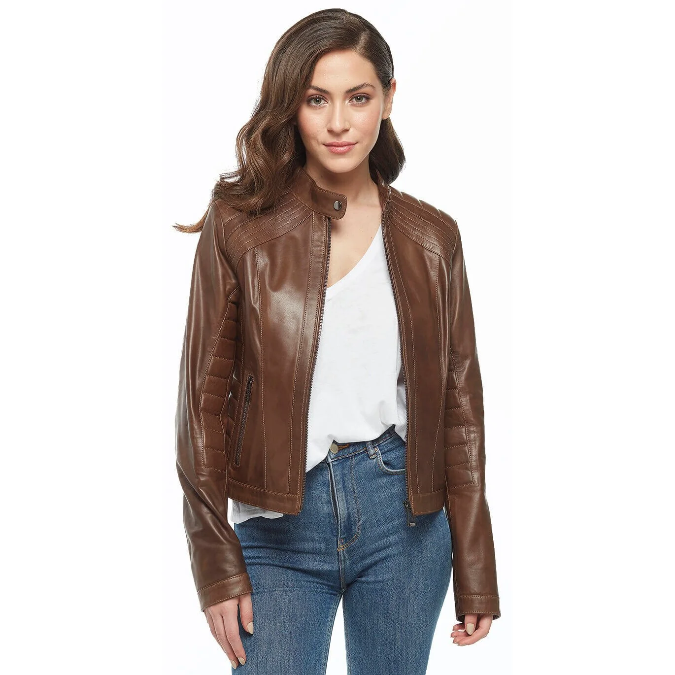 Chaqueta de piel auténtica para mujer, abrigo de piel de oveja, otoño e invierno, talla grande, Vintage, motero, Rosa, café, 2022