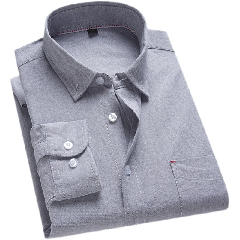 Chemise habillée décontractée pour hommes à manches longues, bouton de luxe, coton filature Oxford, mode Slim Fit, pas de repassage, M-8XL Blous masculin occidental