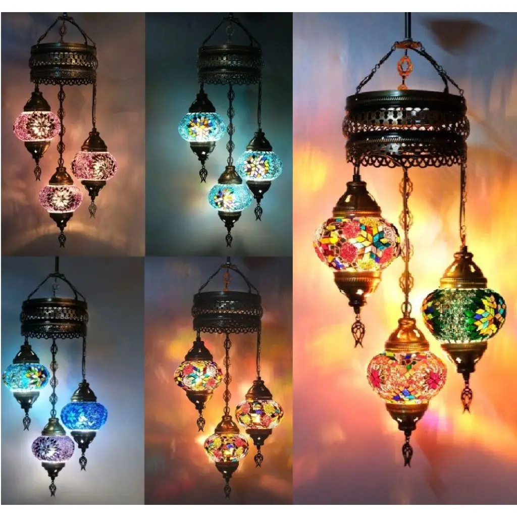 

3 Pc Turkish Mosaic Lamp Authentic Lighting Antique Lamp Tiffany Ceiling Lamp Hanging Pendant Lamp Chandelier Color Mosaic Glass