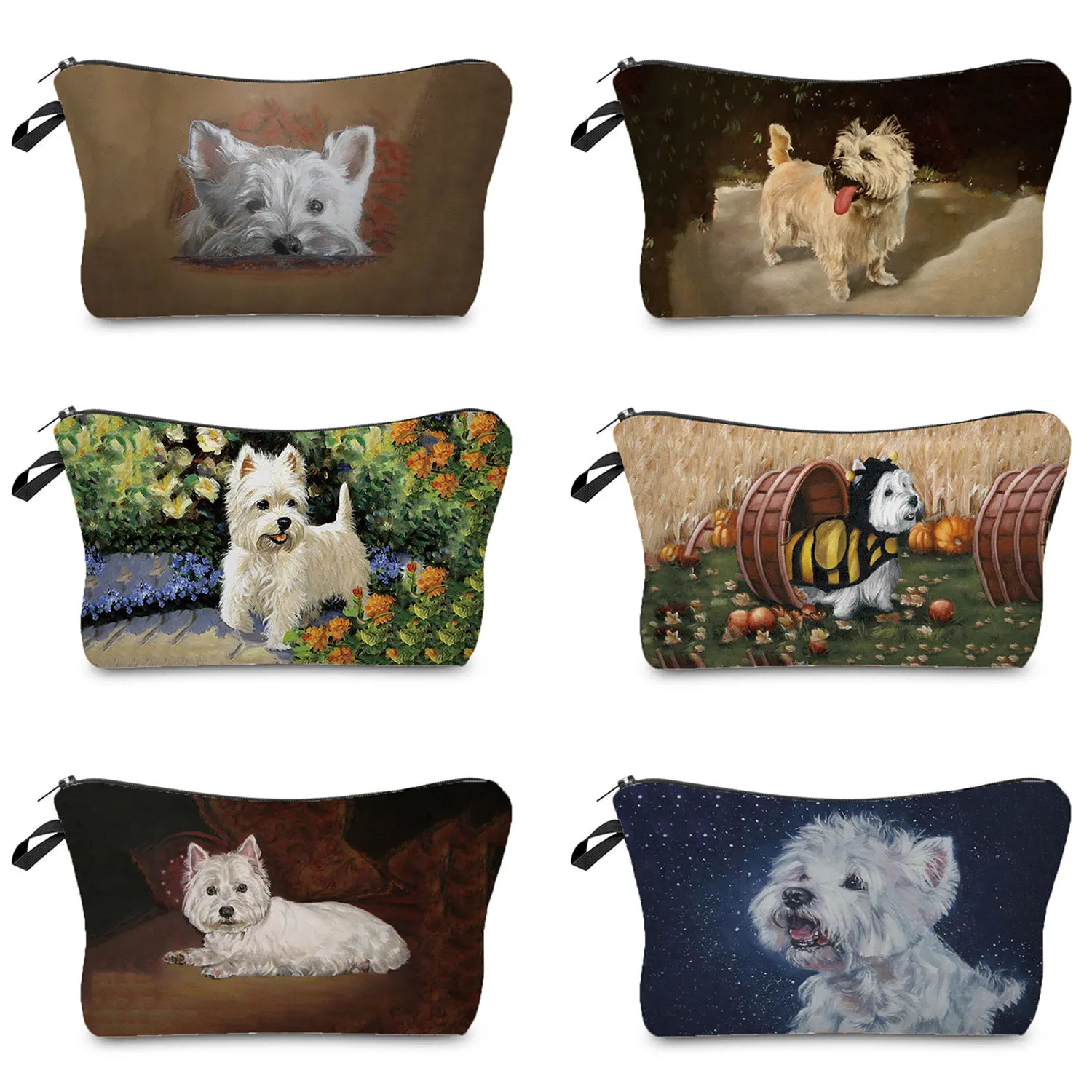 Westie Dog Pintura Sacos Cosméticos para Mulheres Estojo de Lápis de Armazenamento, Maquiagem de Alta Qualidade com Design Original Impresso,