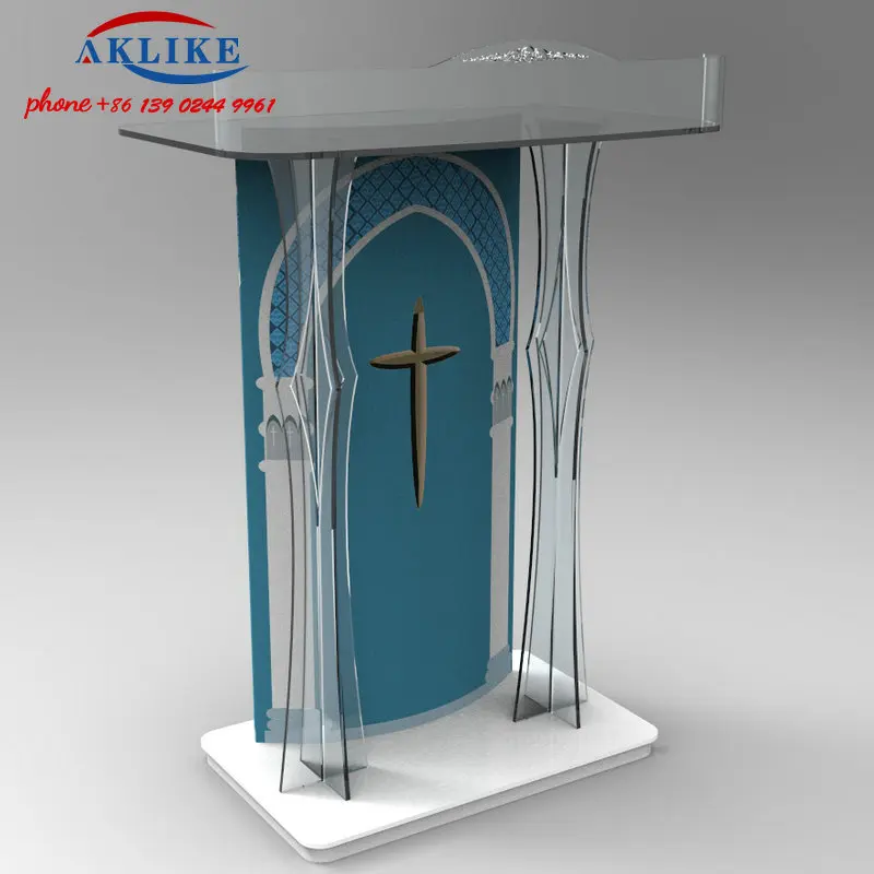 2024 AKLIKE The Latest Pulpit Stand Church Lectern Podium Size Acrylic Pulpit Other Commercial Furniture Free Shipping