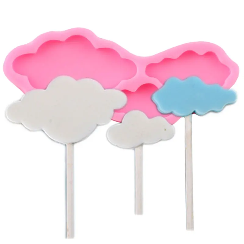 Cloud Shape Lollipop Silicone Mold Baby Birthday Cupcake Topper Fondant Cake Decorating Tools Candy Chocolate Gumpaste Moulds