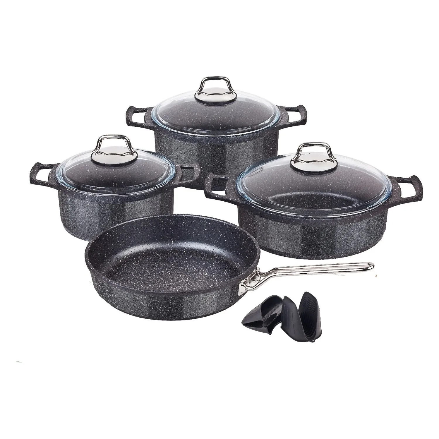 2021 COOKWARE SET 7 pieces Granite Cast handle non-stick granite pan fireproof 1st class quality suitable for induction cooker