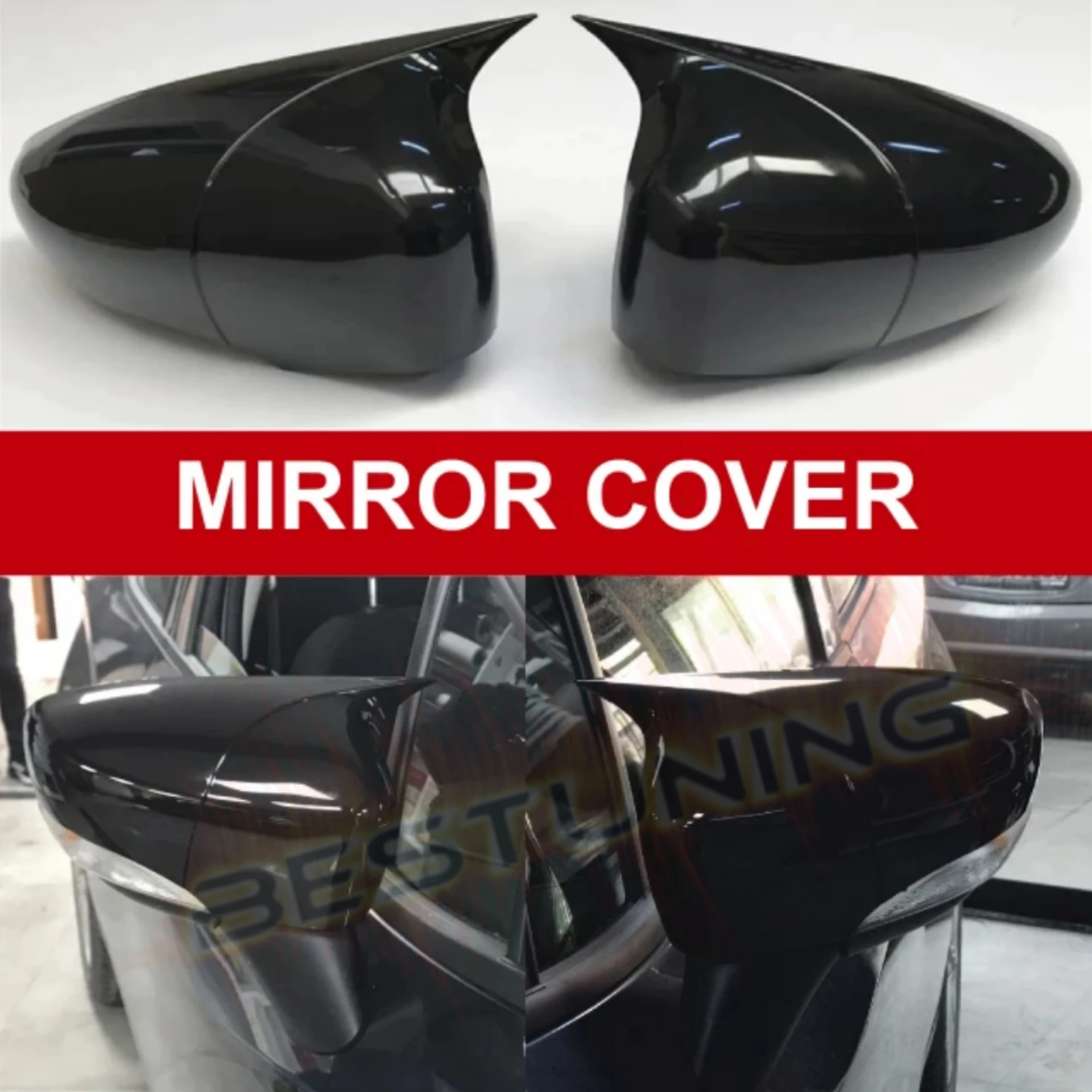 Mirror Cover accessory shiny black piano black bat for Nissan Micra BATMAN case car shields 2017-2018-2019-2020