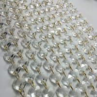 Camal 100cm/3.3ft Clear (Gold Ring) 14mm Crystal Octagonal Bead Chain Garland Chandelier Lamp Part Curtain Craft Ornament Home