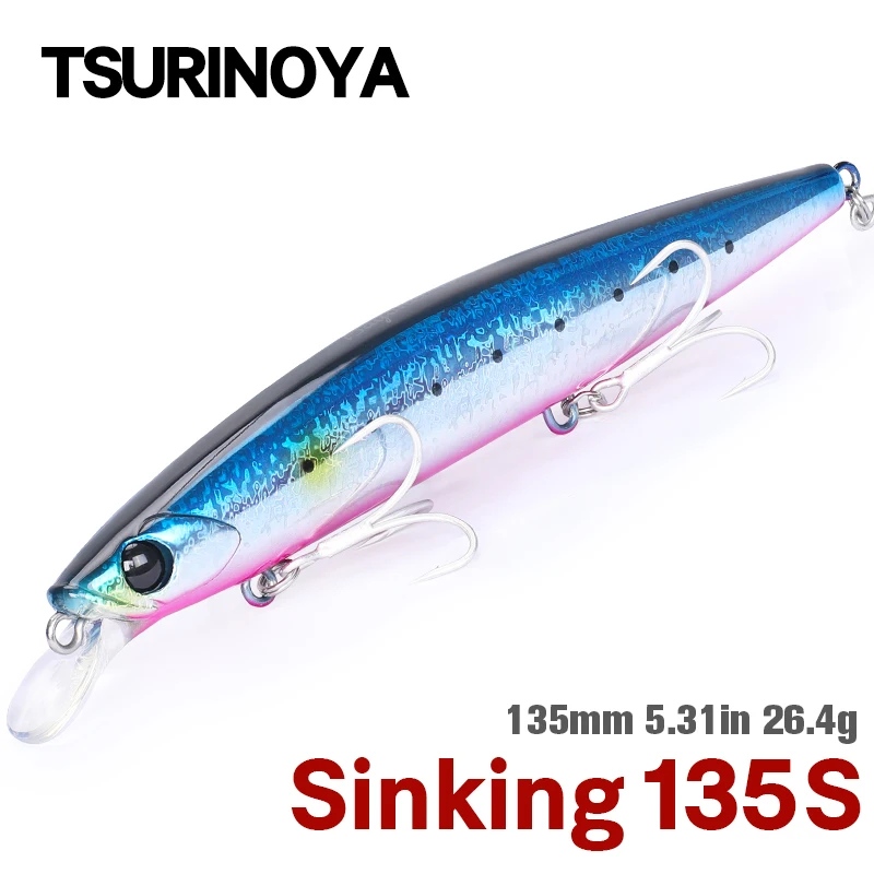 TSURINOYA 135S Fishing Lure Sinking Minnow BAYONET 135mm 26.4g Saltwater Long Casting Professional Lures Seabass Hard Baits