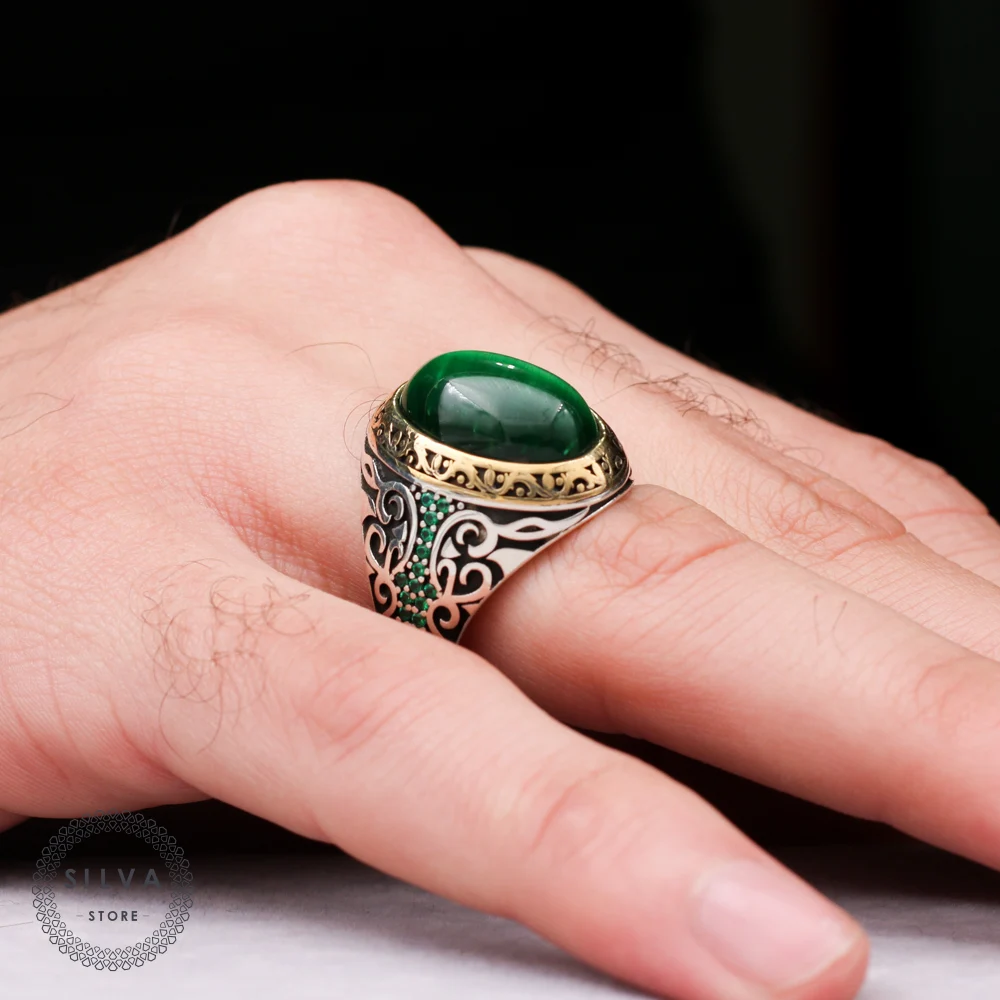 Original Sterling 925 Silver Men's Ring With Tiger Eyes. Man Jewelry Stamped With Silver Stamp 925 All Sizes Are Available