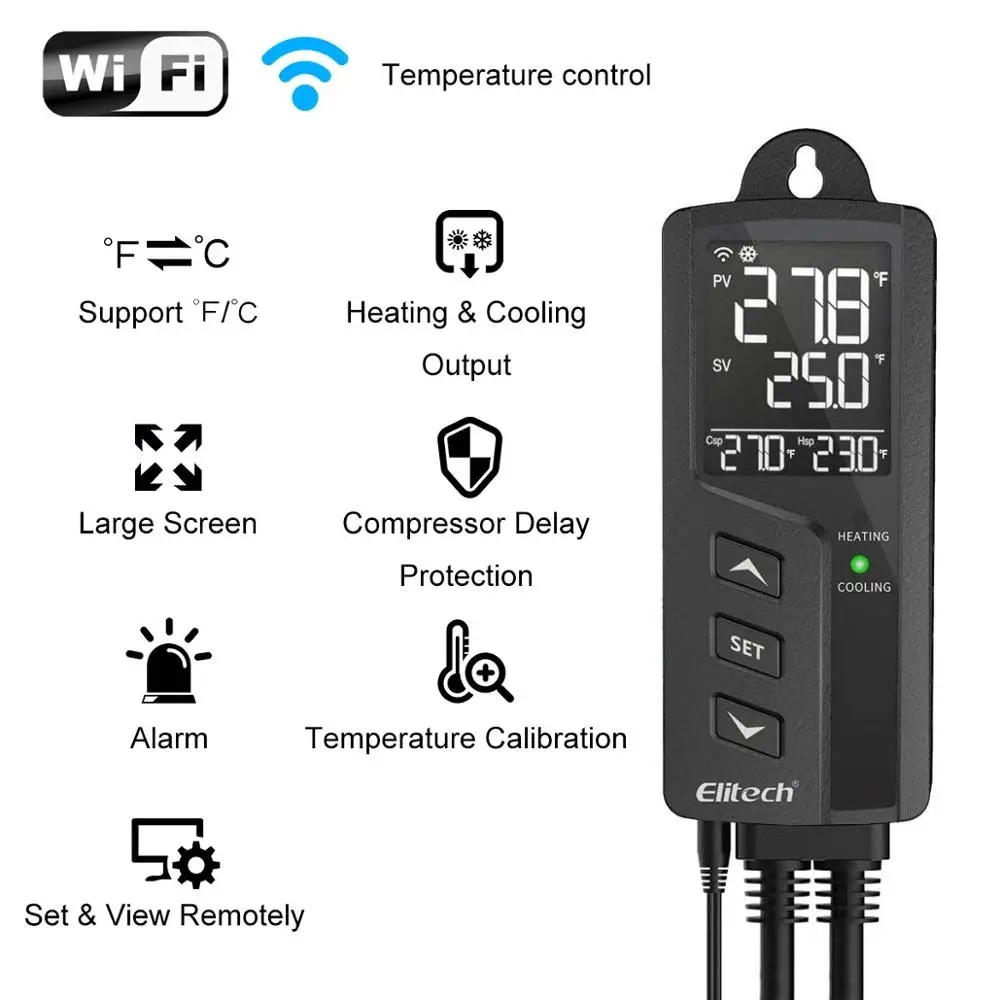 Elitech STC-1000WiFi regolatore di temperatura digitale termostato Wireless presa UK/US/EU prese di riscaldamento e raffreddamento sensore a spina