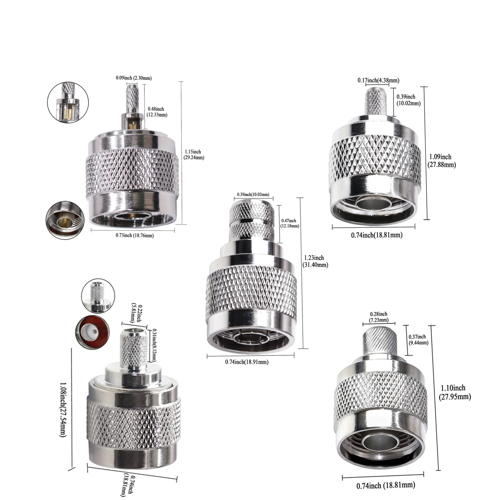 1pcs N Male Crimp Connector N Type Plug Coax Adapter for RG58 LMR400 RG142 50Ohm Low LossRF Coaxial Connector