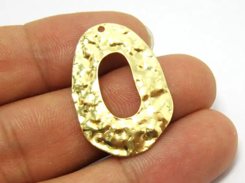 20pcs Brass charms 30x20mm Hammered Raw brass oval earrings pendant R589