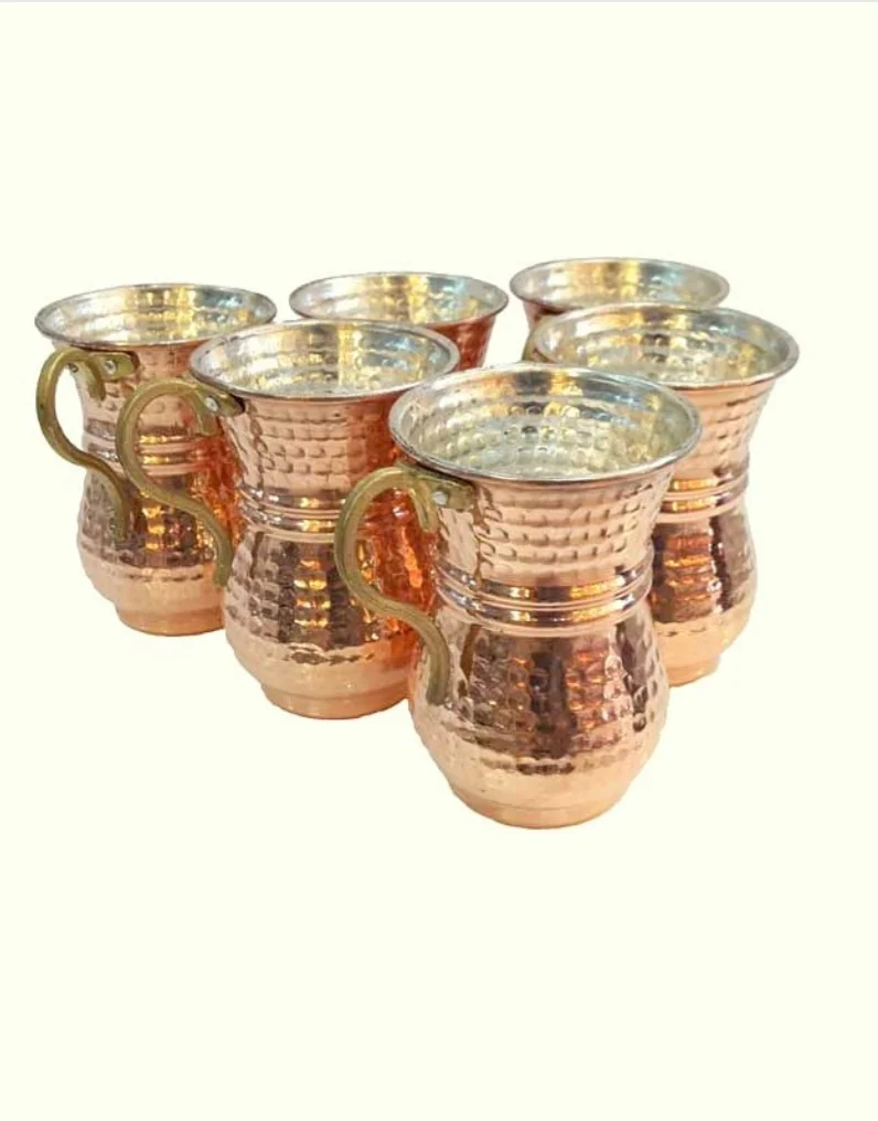 

Copper ayran cups 3/6 pieces Turkish Ottoman copper jugs mug