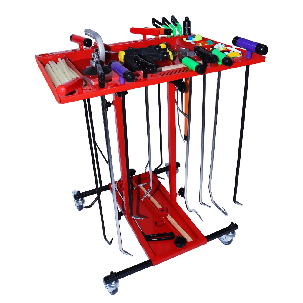 Pdr Tools Metal Folding Stand with Wheels for Rods And Equipment , Dent Removal Kit Paintless Auto Repair Car Damage