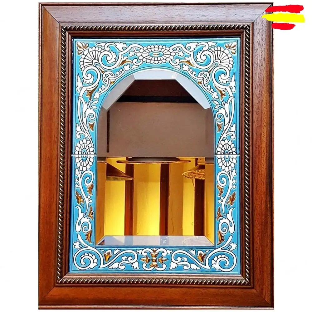 Mirror Ceramics Framed wooden 50x40cm./20x16in - Ceramics glazed up handmade - Made in Spain - MIJASCERAMIC - ARTECER -