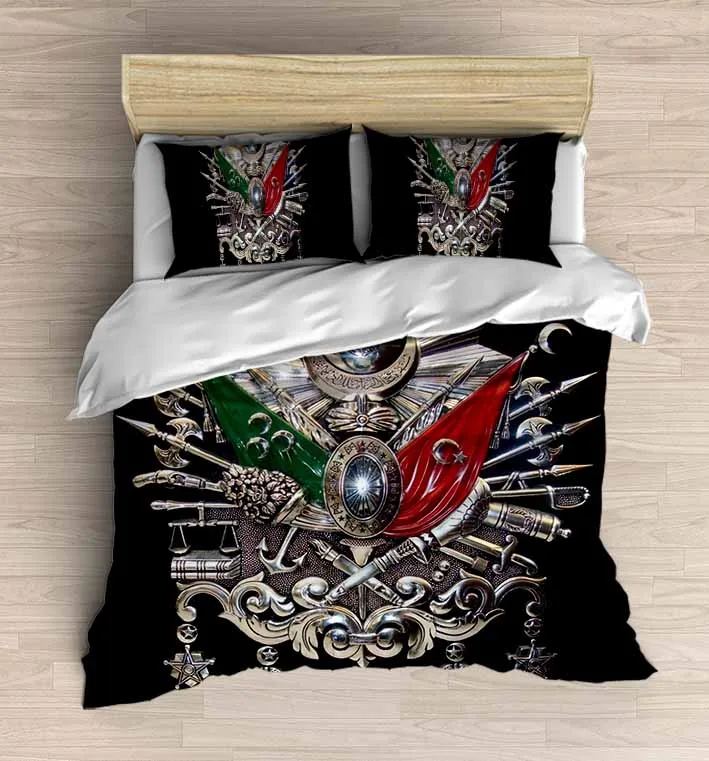 

Else 4 Piece Ottoman Turkish Flags 3D Print Cotton Satin Double Duvet Cover Bedding Set Pillow Case Bed Sheet