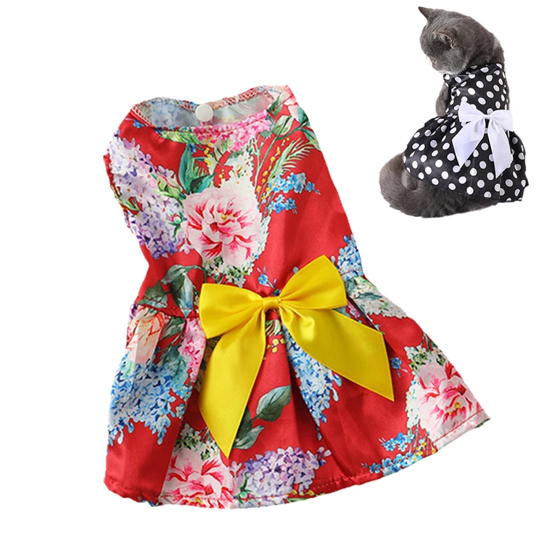 Western Style Pet Dresses for Cats Gotas Summer Satin Sphynx Cat Skirt Dress Kitten Kedi Persian mascotas Clothes Dog Clothing