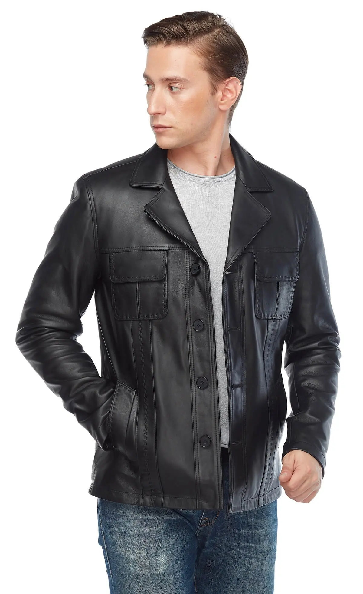 Shark Puntolu cappotti in pelle maschile nero originale pelle di agnello autunno inverno 2022 Biker Slim Large Size muslimah