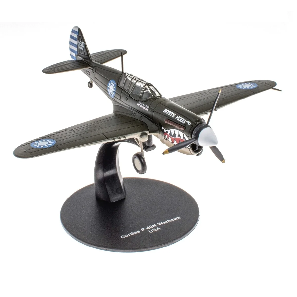 Altaya, Airplane Curtiss P-40N WarHawk USA Liagshan Base 1944, 1:72 Scale, Diecast Miniature, World War II Combat Aircraft Collection, New in Blister Original Packaging, Model Name on Base