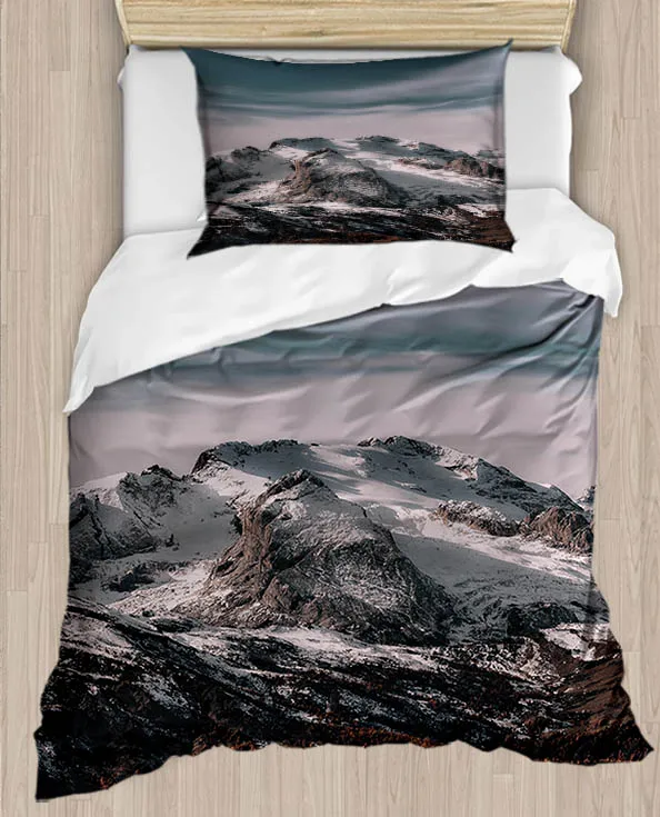 

Else Brown Mountain Snow Wiev 4 Piece 3D Print Cotton Satin Single Duvet Cover Bedding Set Pillow Case Bed Sheet