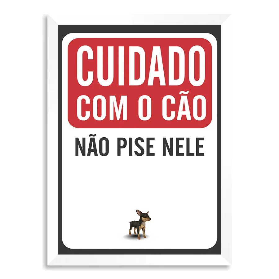 Quadro Cuidado Com free Cão Não Pise Nele Com Vidro