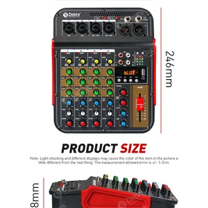 Debra Audio-DJ Mixer with USB for recording, sound mixing console, 6 channels, 48V Phantom, Bluetooth, DM4 12 Main Sales Controller DJ - №10