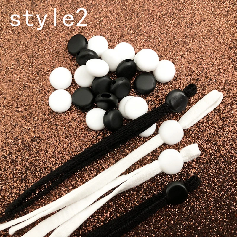 200 Pieces of Silicone Adjustment Buckle Black and White Face Rope Clips Control Tool Silicone Buckle