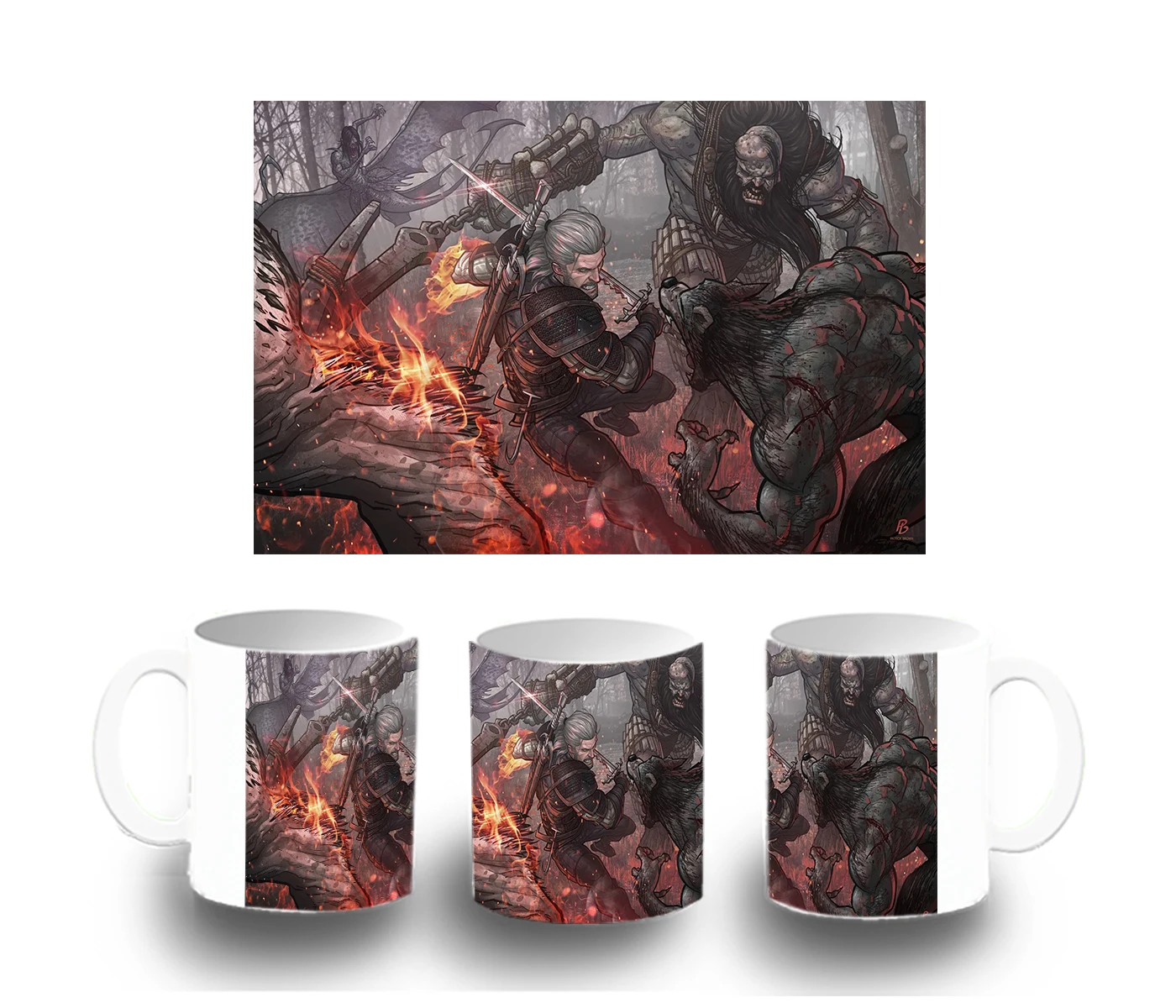 CUP SWORDSMAN WITCH COMBAT color mug