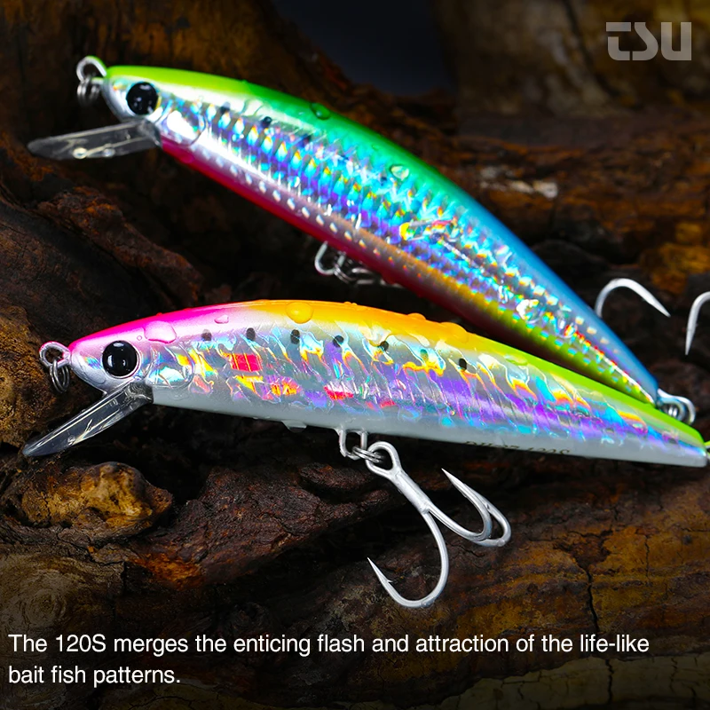 TSURINOYA Saltwater Sinking Minnow 120S - Señuelo para lubina y atún - imagen 5