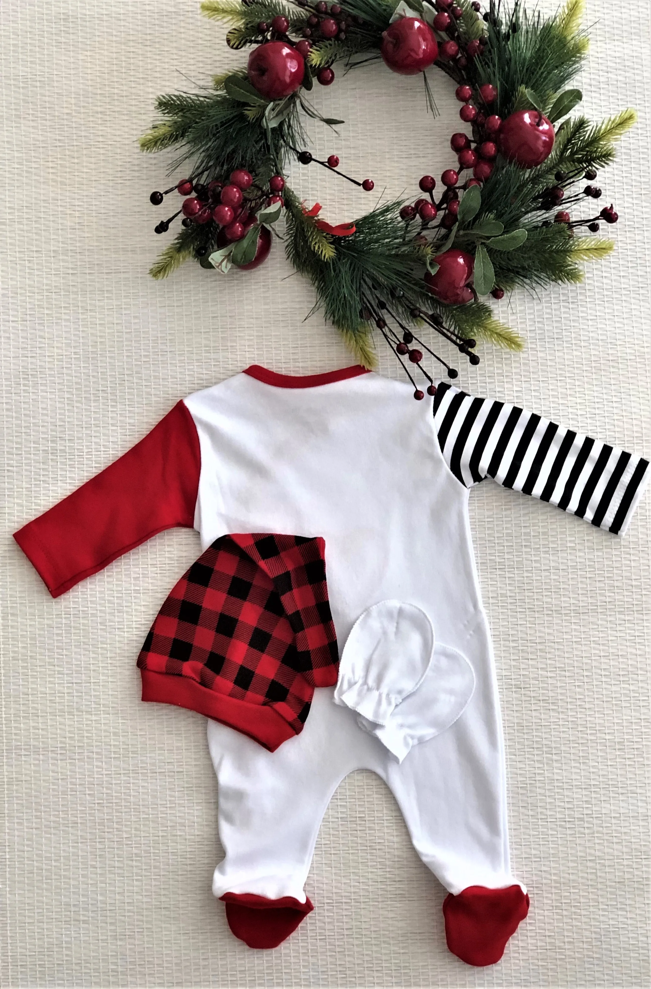 2021 Winter Red Christmas Baby Set Body Suit Cotton New Born Girl Boy Shower Gift İdeas Long Sleeve Hat Glove 3-6 Months HotSale