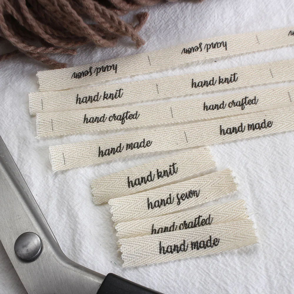 Cotton Twill Webbing, Flat or Folded Labels, Printed Sew-in Fabric,Custom Personalizada, Knitting or Crochet Labels, 12x60mm