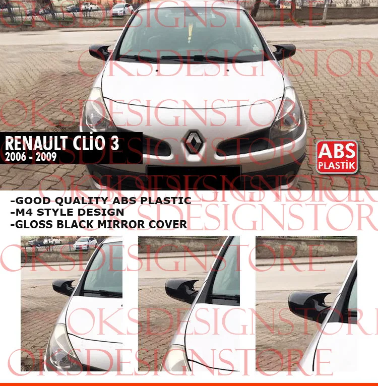 For RENAULT CLIO 3 2006 2009 GLOSS BLACK MIRROR COVER easy assembly special Part sline